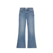 Frame Ikoniska Flare Jeans med Bruna Sömmar Blue, Dam