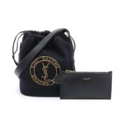 Yves Saint Laurent Vintage Pre-owned Canvas axelremsvskor Black, Dam