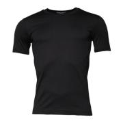 Dolce & Gabbana Svart Logodetalj Bomull T-shirt Black, Herr