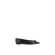 Salvatore Ferragamo Elegant Monogram Båge Ballerina Flats Black, Dam