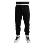 Dolce & Gabbana Elegant bomullsjogger i svart och vitt Black, Herr