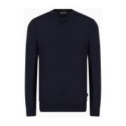 Emporio Armani Blå Marinblå Sweatshirt Klassisk Stil Blue, Herr