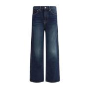 Khaite Klassiska Straight-Leg Jeans med Bältesöglor Blue, Dam