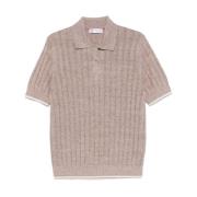 Brunello Cucinelli Brun Polo Tröja med Kontrastkant Brown, Herr