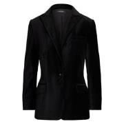 Ralph Lauren Stretch Velvet Blazer Black, Dam