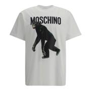 Moschino Mönstrad Logo T-shirt White, Herr