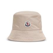 Moncler Fiskarhatt med logopatch Beige, Dam