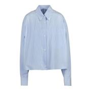 Liviana Conti Randig Button-Down Poplin Skjorta Blue, Dam