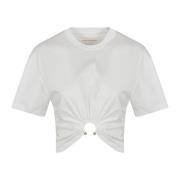 Paco Rabanne Beige Samlad Bomull T-shirt White, Dam