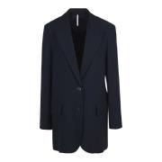 Liviana Conti Draped Blazer med Revers Krage Blue, Dam