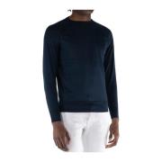 People of Shibuya Blå Crewneck Bomull Cashmere Tröja Blue, Herr