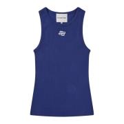 Munthe Marin Tanktop med Emblem Broderi Blue, Dam