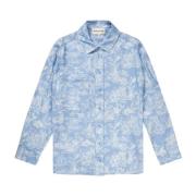 Munthe Elegant Print Top med Nostalgisk Charm Blue, Dam