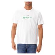 C.P. Company Logotyp T-shirt i vitt White, Herr