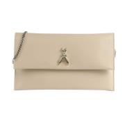 Patrizia Pepe Metallisk Fly Clutch med Avtagbar Kedja Beige, Dam