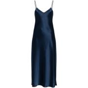 Ralph Lauren Satin Midi Klänning Blue, Dam