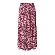 Lollys Laundry Leopardmönstrad Maxi Kjol Neonrosa Pink, Dam