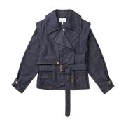 Munthe Denim trenchcoat med avtagbara ärmar Blue, Dam