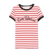 Valentino Garavani Rose Red Logo Broderade T-shirts och Polos Red, Dam