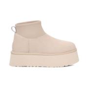 UGG Beige Puffer Platform Ankelboots Beige, Dam