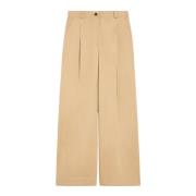 Max Mara Weekend Vida Bomull Gabardine Byxor Beige, Dam