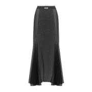 Saint Laurent Sheer Tulle Midi Kjol Black, Dam