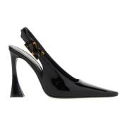 Saint Laurent Slingback-pumps i läder med utsvängd klack Black, Dam