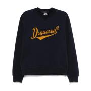 Dsquared2 Fleece Logo Sweatshirt Navy Blue Blue, Herr