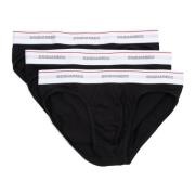 Dsquared2 Enfärgade Briefs 3 Pack Elastisk Midja Black, Herr