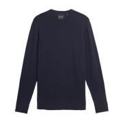 Lyle & Scott Mid Knits Tonal Superfine Crew Neck Jumper Blue, Herr