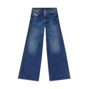 Diesel Flared Cropped Jeans Blue, Dam