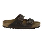 Birkenstock Brun Lädersandal med Metallspänne Brown, Herr