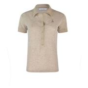 Patrizia Pepe Oregelbunden ribbad polo med strasslogo Beige, Dam