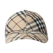 Burberry Check Baseball Cap med Logo Motif Beige, Dam