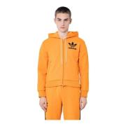 Adidas Logo Zip-Up Hoodie Sweatshirt Orange, Herr