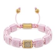 Nialaya Women's Soft Pink Ceramic Flatbead Bracelet with Gold CZ Yello...