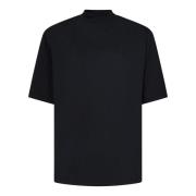 The Attico Svart Bomull Jersey T-shirt med Axelvaddar Black, Dam