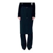 Jean Paul Gaultier Pinstriped Kjol Overlay Byxor Black, Dam