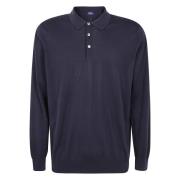 Drumohr Klassisk Polo Shirt med Långa ärmar Blue, Herr