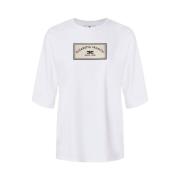 Elisabetta Franchi Logotryck Bomull T-shirt White, Dam