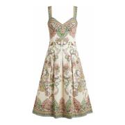 Etro Vit Blommig Paisley Midi Klänning Multicolor, Dam