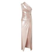 PINKO Elegant Rosa Metallklänning med Framre Slits Pink, Dam