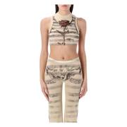 Jean Paul Gaultier Mesh Tattoo Mariner Cropped Top Multicolor, Dam