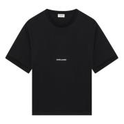 Saint Laurent Kortärmad T-shirt med rund hals Black, Dam