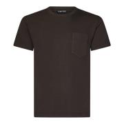 Tom Ford Brun Crewneck T-shirt med Bröstficka Brown, Herr