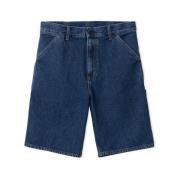 Carhartt Wip Avslappnad Passform Denim Knä Shorts Blue, Herr