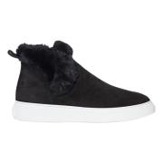 Hogan Svarta Slip-On Sneakers med Pälskant Black, Dam