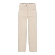 ICHI Högmidjade straight-leg byxor Doeskin Beige, Dam