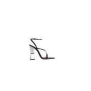 Saint Laurent Svarta Zora Lack Sandaler Black, Dam