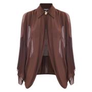 Kocca Maroon Sheer Blus med Guldspänne Brown, Dam